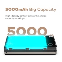 Power Bank daya pemegang kartu 5000mAh, Bank daya aluminium fungsi pemblokiran RFID dengan tali penyandang pengisian daya PD20W