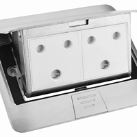 Prise de sol universelle encastrée en aluminium, norme UE 13A 250V, deux prises, IP45, pour usage commercial, bureau