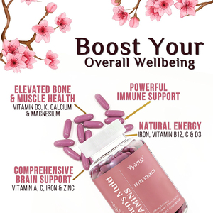 Complément alimentaire multi-vitamines pour femmes certifié, à base d'ingrédients naturels, favorisant la santé des os et des muscles, en gélules molles, avec dosage personnalisé (OEM/ODM). - Product Image 2