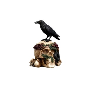 รูปปั้นอีกาสยองขวัญบนรูปปั้นโบนีย์ งานฝีมือเรซิ่นโพลีเอสเตอร์แบบกำหนดเอง ของตกแต่งโต๊ะสไตล์โกธิคพร้อมรายละเอียดลายดอกไม้ ของตกแต่งศิลปะแนวดาร์ก เหมาะเป็นของขวัญ - Product Image 1