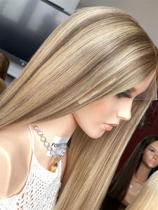 SHY 2025 peluca recta marrón Rubio de lujo para mujer Kosher para encaje europeo de longitud larga transparente cabello humano virgen 20cm - Product Image 6