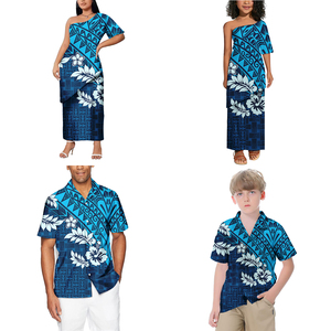 Verano Casual Tribal estampado <span class=keywords><strong>Aloha</strong></span> Hawaii camisas para niños polinesio Floral familia traje logotipo personalizado Samoa niñas Puletasi <span class=keywords><strong>vestidos</strong></span> - Product Image 3