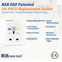 Adaptateur de prise murale NANDAO UK PRCD 13A CE avec disjoncteur différentiel, type divisé, matériau ignifuge