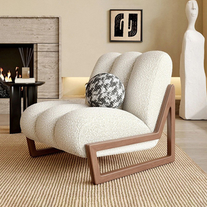 Sedia per il tempo libero popolare <span class=keywords><strong>in</strong></span> tessuto bianco crema <span class=keywords><strong>con</strong></span> <span class=keywords><strong>piedi</strong></span> <span class=keywords><strong>in</strong></span> <span class=keywords><strong>legno</strong></span> moderno, ultimo design, Hotel, divano, poltrona morbida - Product Image 6