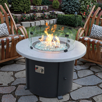 Table de jardin ronde autoportante moderne de 90 cm, brûleur au propane de 55000 BTU, dessus en acier thermolaqué, foyer extérieur sans fumée, respectueux de l'environnement