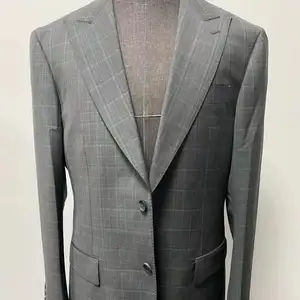 2021 कस्टम सूट क्लासिक पहले से शर्त ग्रे नीले बैंगनी धारियों प्लेड सूट पुरुषों सूट