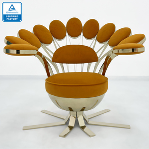 Ingresso nella hall design di lusso sedia trono <span class=keywords><strong>pavone</strong></span> sedia in acciaio inossidabile metallo marrone velluto sherpa <span class=keywords><strong>pavone</strong></span> - Product Image 1