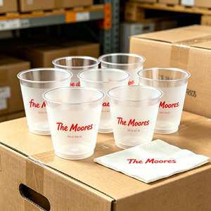 Vasos de Plástico PP Personalizados para Bodas, Vasos Reutilizables para Fiestas, Vasos para Bebidas Frías con Impresión Holográfica de Nombre, 12oz/9oz - Product Image 1