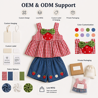 Ensemble d'été pour filles, vêtements pour enfants élégants et frais, ensemble deux pièces débardeur fraise et pantalon en jean pour bébé