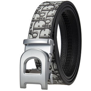 Sabuk Celana Kasual Pria OEM ODM dengan Gesper Otomatis Model D Baru Bahan Kulit Sapi Gesper Paduan Logam Grosir - Product Image 3