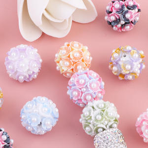 Acrylic Flower Pearl-Centered Flower Balls 20mm Beads with Straight Holes Colorful for <b>Phone</b> Chains Key Chains Bag Chains - Product Image 5