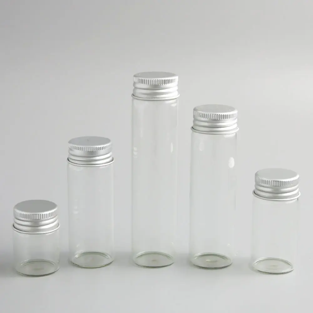 شفافة 15 مللي 25 مللي 40 مللي 50 مللي 60 مللي الزجاج زجاجة مع غطاء برغي فارغة إعادة الملء تخزين أنبوب المسمار أعلى