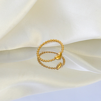 Joolim – bijoux en acier inoxydable plaqué or 18K, anneaux de mouette de mer ondulés pour femmes