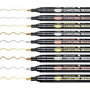 Marqueurs chromés à <span class=keywords><strong>miroir</strong></span> argenté, stylos à peinture chromée à <span class=keywords><strong>miroir</strong></span> réfléchissant, marqueurs de réparation de modèles de bricolage de voiture d'art à haute brillance - Product Image 1