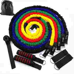 11-Piece Latex Pull Rope Cloth Cover Anti-Break Elastic <b>Band</b> Power Trainer Multi-Function Full Body <b>Workout</b> Fitness & Sports - Product Image 1