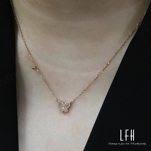 Collar con Colgante de Mariposa en Oro Rosa al por Mayor, Joyería de Oro Saudí, Empeñable, Oro de 18k Au750, Oro Real de 18k - Product Image 5