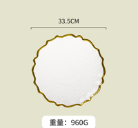 Assiette en verre cristal réutilisable de Dessert rond de luxe en vrac Offres Spéciales pour la fête de mariage Restaurant assiettes de chargeur de jante d'or