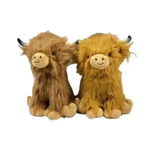 Juguete de peluche personalizado, fabricante de animales de peluche, juguete de ganado de peluche suave, juguetes de peluche de vaca de las Tierras Altas escocesas