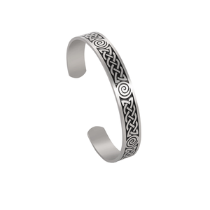 Bracelet Manchette My Shape pour Hommes et Femmes, Nœud Celtique Spirale, Acier Inoxydable Plaqué Titane Noir et Argent, Breloque Punk - Product Image 1