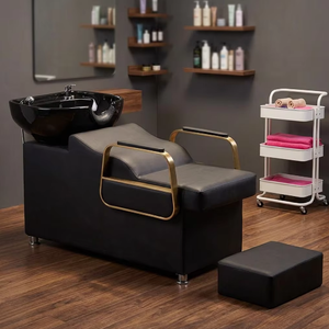 Fauteuil de lavage portable haut de gamme pour salon de coiffure, avec bac en fibre de verre, lit semi-inclinable, chauffe-eau intégré, design moderne - Product Image 1