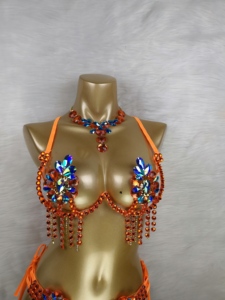 Reggicalze in filo metallico con perline per Samba, Carnevale, EDC, Rave, Passista, Pageant, Cabaret, Teatro di Broadway, Mardi Gras, Vegas, Performance da Showgirl - Product Image 4