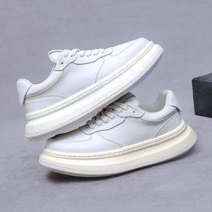 Zapatos deportivos casuales de cuero genuino para hombre, zapatos blancos de piel de vaca, zapatos de moda con suela gruesa que aumentan la altura, zapatos de lujo de alta gama para hombre - Product Image 5