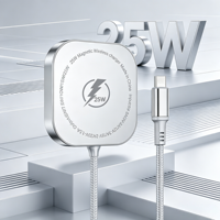 Cargador Inalámbrico Magnético Rápido de 25W, Construcción Metálica, Cable de Carga Trenzado Portátil de 1.2m para Google Pixel, Gran Venta
