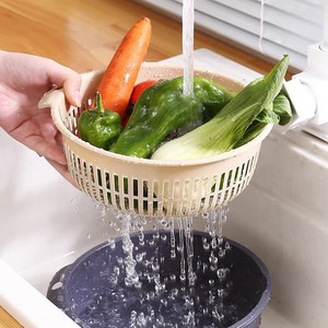 Double Layer Plastic Colander Strainer Set For Kitchen Vegetable Fruit Washing Drain <b>Basket</b> - Product Image 3
