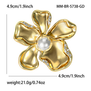Broches de Regalo para Boda, Compromiso o Fiesta, Diseño Retro 2026, Flor de Camelia con Perlas, Aleación Chapada en Oro - Product Image 4