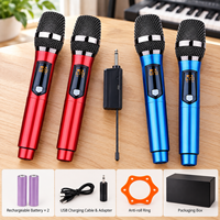 Pack de microphones karaoké sans fil multifonctionnels, 4 micros portatifs avec 1 récepteur pour les réunions de famille, les fora publics et les concours de talent