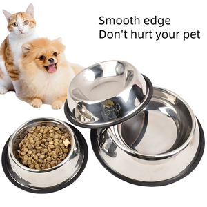 Kelas Satu dipoles baja tahan karat makanan anjing melayani mangkuk pabrik pola padat langsung elegan bentuk Oval mangkuk pengumpan hewan peliharaan - Product Image 2