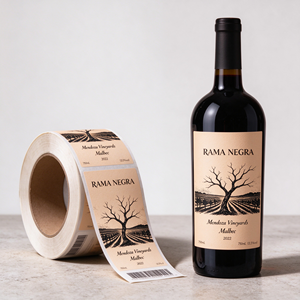 Etiqueta Autoadhesiva de Papel Kraft Natural con Diseño Vintage de Viñedo y Árbol para Empaque de Vino Tinto <span class=keywords><strong>Malbec</strong></span> - Product Image 2