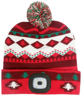 Bonnet de Noël LED pour adulte, tricoté avec pompon, rechargeable par USB, chaud, en acrylique, pour l'hiver, les fêtes et l'extérieur