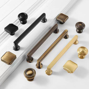 Hot Sale Solid Brass Cabinet <strong>Door</strong> Handles Black Gold Coffee Antique Kitchen Cupboard Handles and <strong>Knobs</strong> - Product Image 1