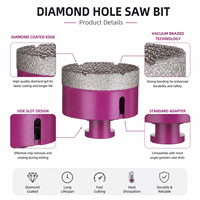 Scie cloche diamantée brasée M14 pour découpe à sec, foret diamanté pour carrelage céramique, marbre et pierre