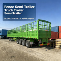 Semi-remorque multi-essieux en acier de qualité export pour le transport de bétail, options d'essieux personnalisées, capacité 60-150 tonnes, avec clôture soudée pour le transport d'animaux de ferme