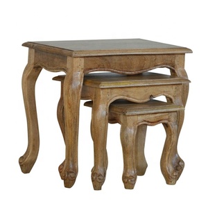 Style de Pays français Lot De 3 Tabourets/Tables Gigognes <span class=keywords><strong>En</strong></span> Bois De Manguier Massif * NEUF * - Product Image 2