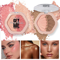 Poudre illuminatrice minérale naturelle en gros, teint clair, visage, corps, brillance, illuminateur bicolore, palette de maquillage, blush