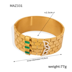High Quality Personalized Jewelry Titanium Steel Zircon Shell Charm Chunky <b>Bangle</b> <b>Bracelets</b> - Product Image 5