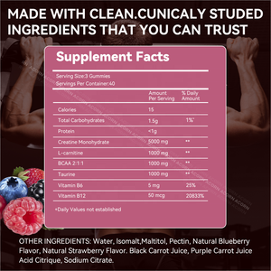 แคร์ทีน โมโนไฮเดรต กัมมี่ ไร้น้ำตาล 8000 มก. ผลิตโดย ACORN OEM สำหรับขายส่ง รับผลิตแบรนด์ส่วนตัว (Private Label) อาหารเสริมกัมมี่แคร์ทีน - Product Image 6