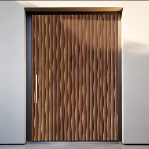Porte pivotante en bois massif extra large <span class=keywords><strong>de</strong></span> luxe | Conception <span class=keywords><strong>de</strong></span> sculpture 3D pour les extérieurs <span class=keywords><strong>de</strong></span> villas modernes et les grandes entrées - Product Image 1