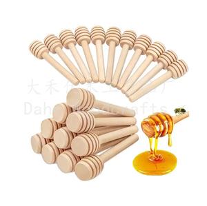 Commercio all'ingrosso di legno bastoncini di miele su misura in legno mestoli bastoncini per mescolare il miele vasetto dispensano miele pioviggine - Product Image 3