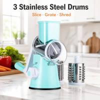 Roterende Kaasrasp Handheld Groente Mandoline Slicer Gemakkelijk Schoonmaken Keuken Kaas Rasp Shredder Met 3 Drum Blades