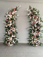 Ensemble de colonnes de fleurs artificielles rose et bleu de luxe, arrangement floral artificiel de haute qualité avec verdure suspendue pour arche de mariage
