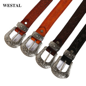 <span class=keywords><strong>Ceinture</strong></span> de créateur pour homme et <span class=keywords><strong>femme</strong></span>, en cuir véritable, de <span class=keywords><strong>marque</strong></span> célèbre, avec gravure florale occidentale en relief - Product Image 4
