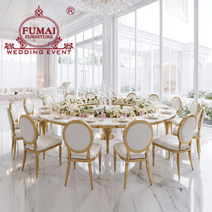 Serpentine/<b>Round</b> Mdf Top Banquet <b>Table</b> With <b>Gold</b> Frame For Wedding Events Hotel Furniture European Style Modern Design - Product Image 3