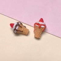 50 pièces de mini-cabochons en résine 3D en forme de fraise et de crème glacée, style Kawaii, pour la décoration de téléphone, les statues, les maisons de poupées et les figurines miniatures, 13*25MM