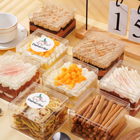 Emballage personnalisé en plastique transparent rigide pour mariage, fête, bonbons, biscuits, gâteaux, desserts, conteneur carré transparent avec couvercle
