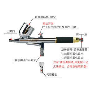 Rayhong Airbrush YC-130 0.5mm Dual Action Gravity Feed Art <b>Spray</b> Gun Portable Adjustable Speed <b>Settings</b> - Product Image 3