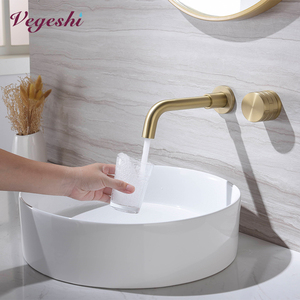 Mitigeur de lavabo Chrome <span class=keywords><strong>noir</strong></span> brosse or levier unique lavage à la <span class=keywords><strong>main</strong></span> en laiton salle de bain encastré montage mural mitigeur mural - Product Image 3